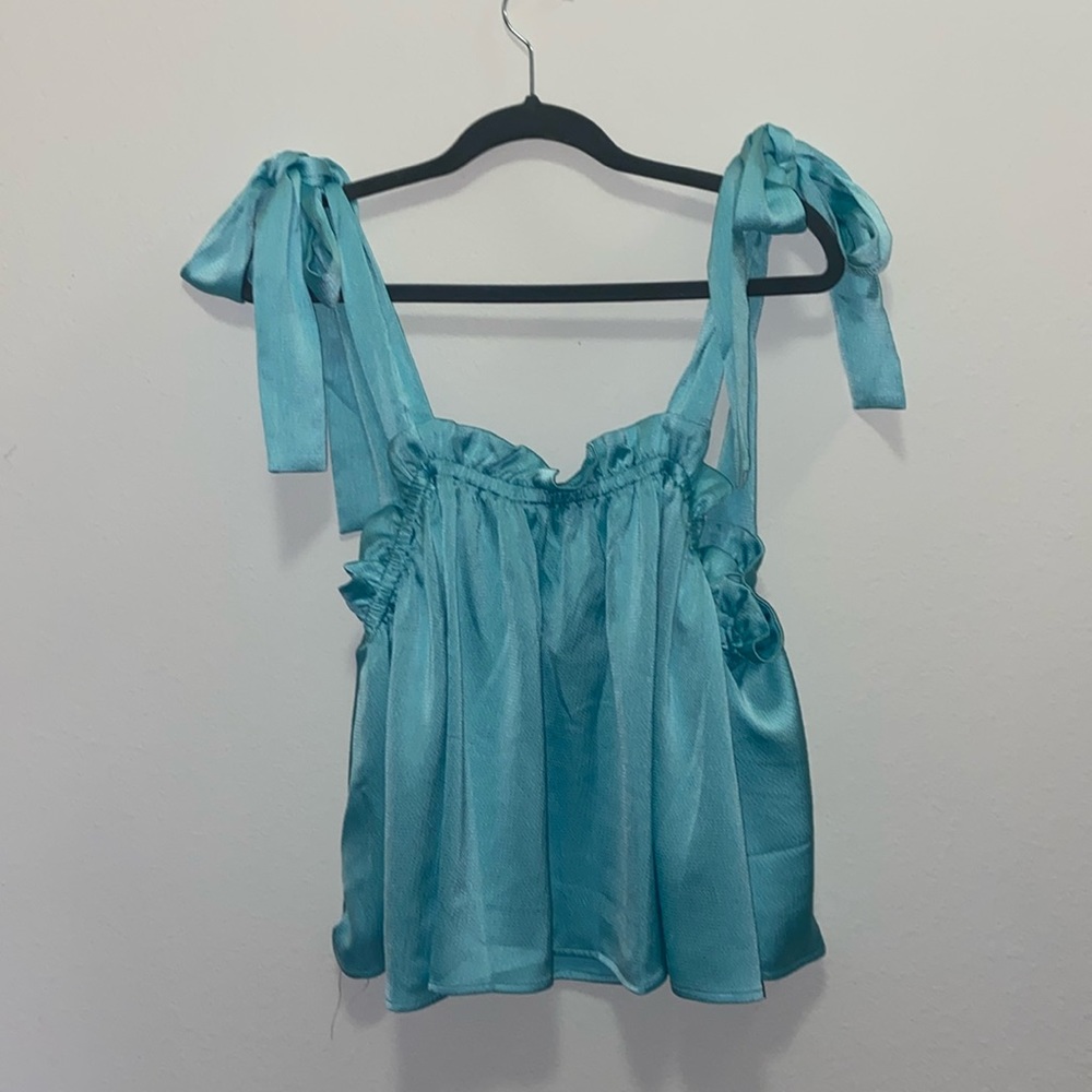 Pretty Blue Bow Tie Tank Top